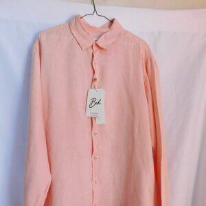 Beh Linen Button Down Tunic Rose Color Size Woman's 3XL NWT